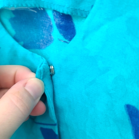 Expo Women's Blue Floral Long Sleeveless V-Neck Maxi Button Down Dress Size 8 - Picture 7 of 13